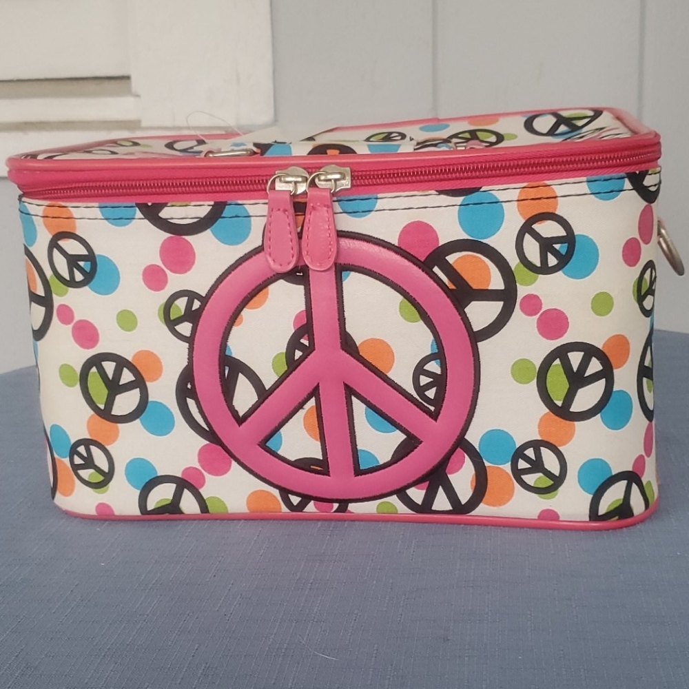 Peace Sign train case/makeup case